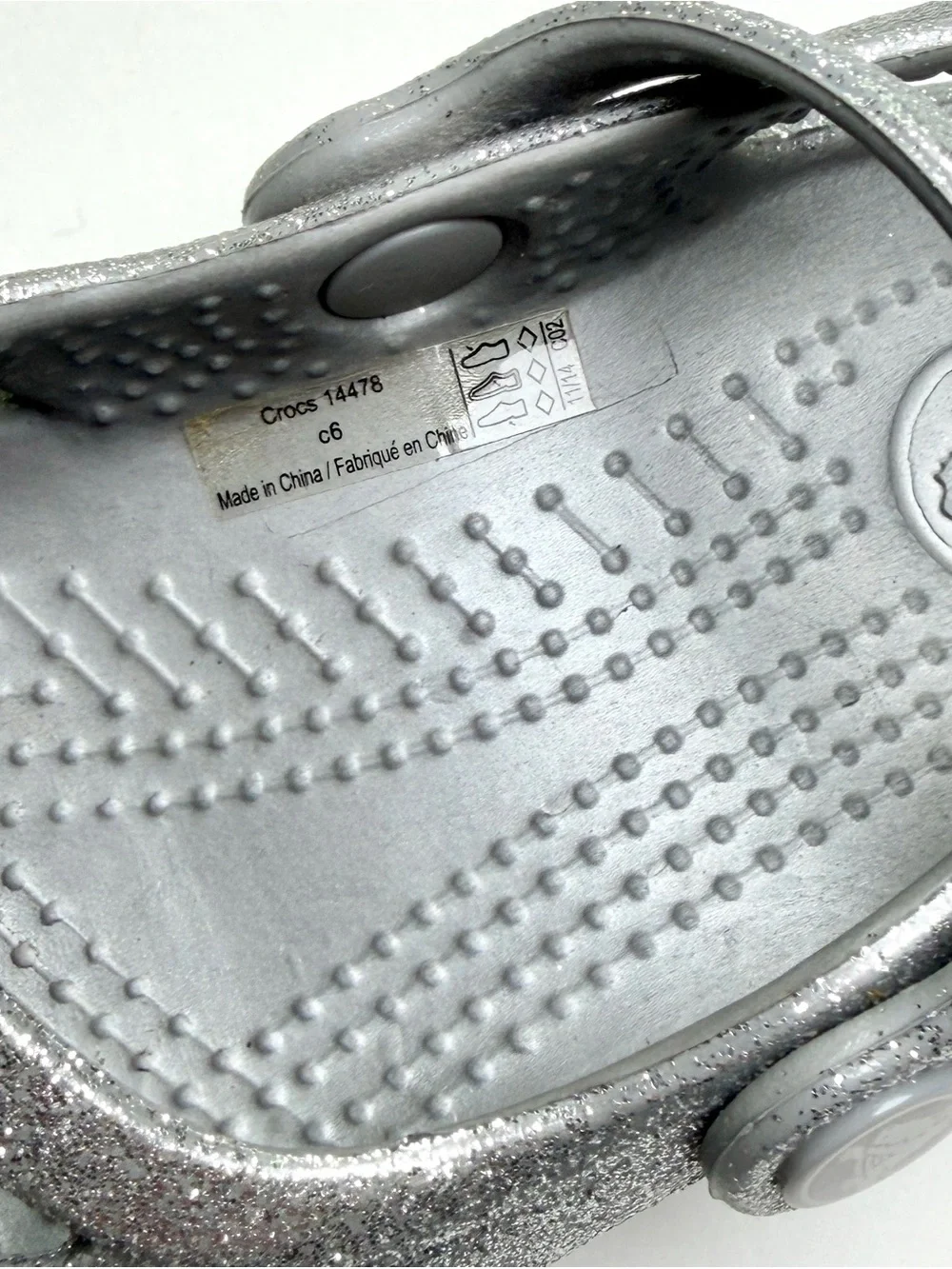 Crocs Toddler Girl Shayna Silver Glitter Mary Jane Sandals - Size 6